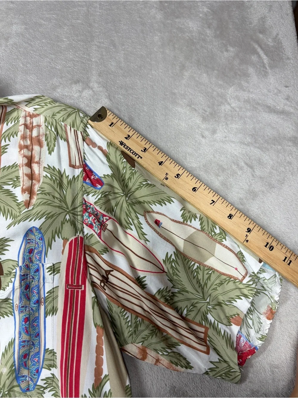 Vintage Reyn Spooner Hawaiian Surfboard Tropical White Cream Collared Shirt S